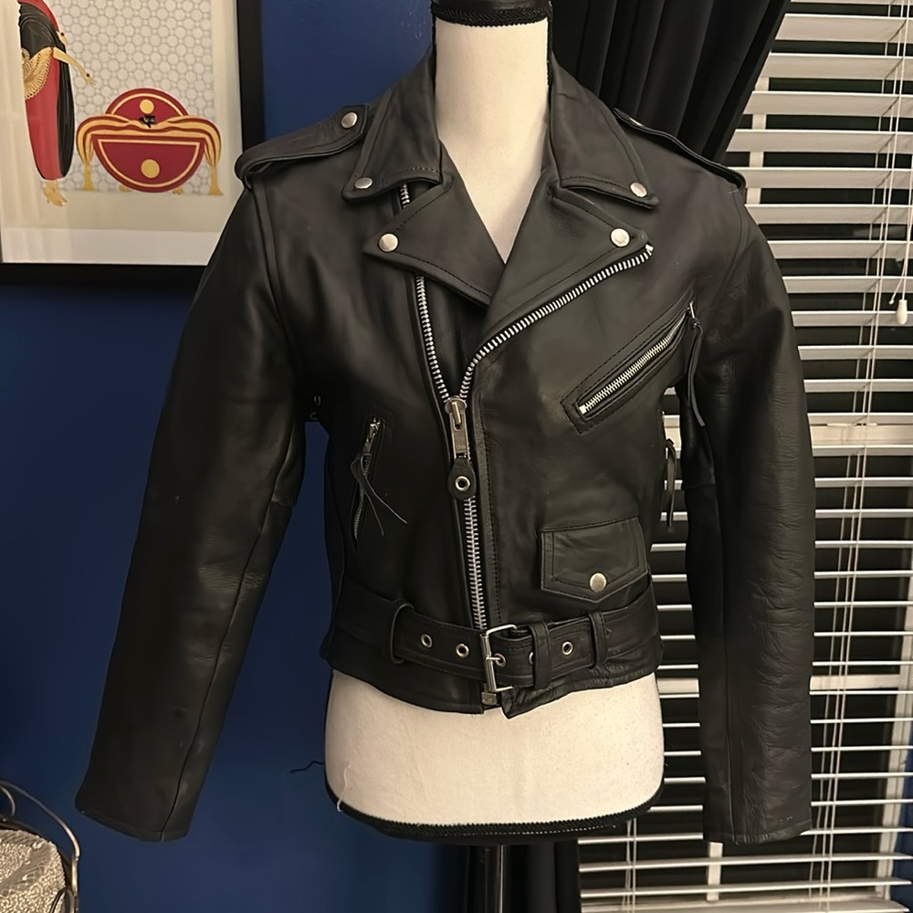 🧥 Wild Rider Black Leather Motorcycle Jacket – Size 36 (Women’s S/M)